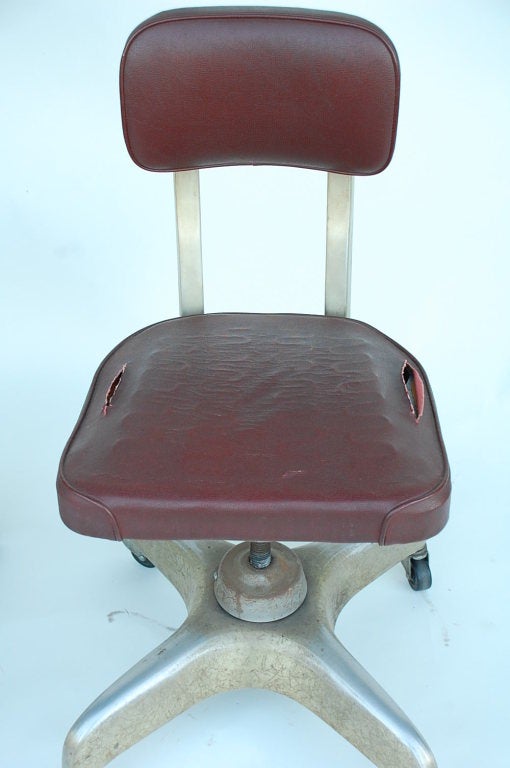 20th Century Pair of Aged Industrial Office Swivel Chairs For Sale