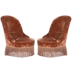 Pair of Brown Velvet Napoleon III chauffeuses 10