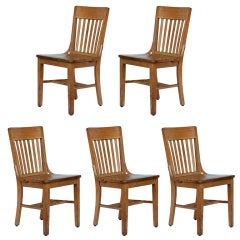 Set of 5 robust and comfortable bleached oak dining chairs 9