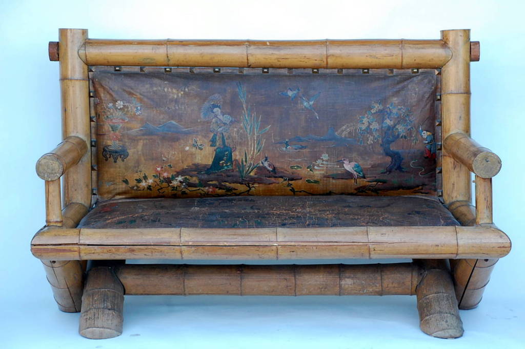 French Exceptional Late 19th century Japanese style bamboo settee