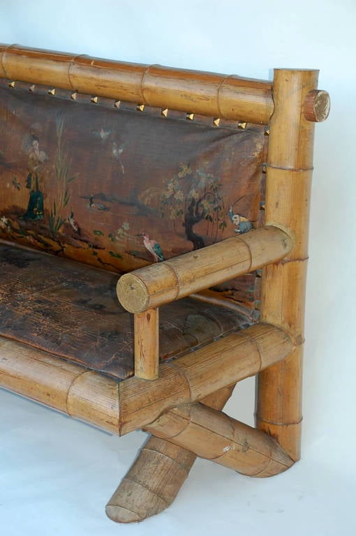 Exceptional Late 19th century Japanese style bamboo settee 1