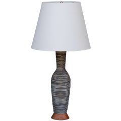 Ribbed Salt Glaze Ceramic Lamp in the style of Alberto Giacometti 2