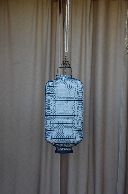 20th Century Pair of Large Wire Mesh and Linen Lanterns from Skyfall Set