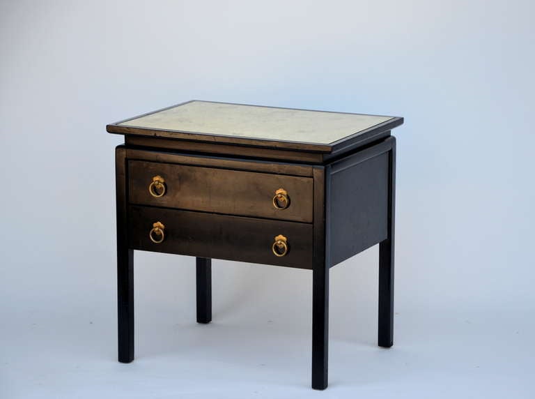 Mid-20th Century Pair of Chic Black Lacquered Night Stands by American of Martinsville