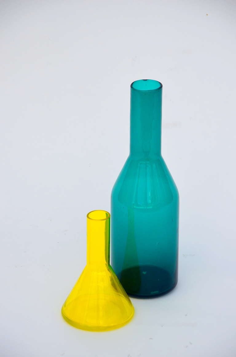 Danish Set of 2 Scandinavian Colored Glass Vases