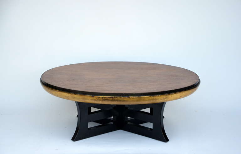 Rare Giltwood and Lacquer Lotus Style Coffee Table by Muller and Berringer.