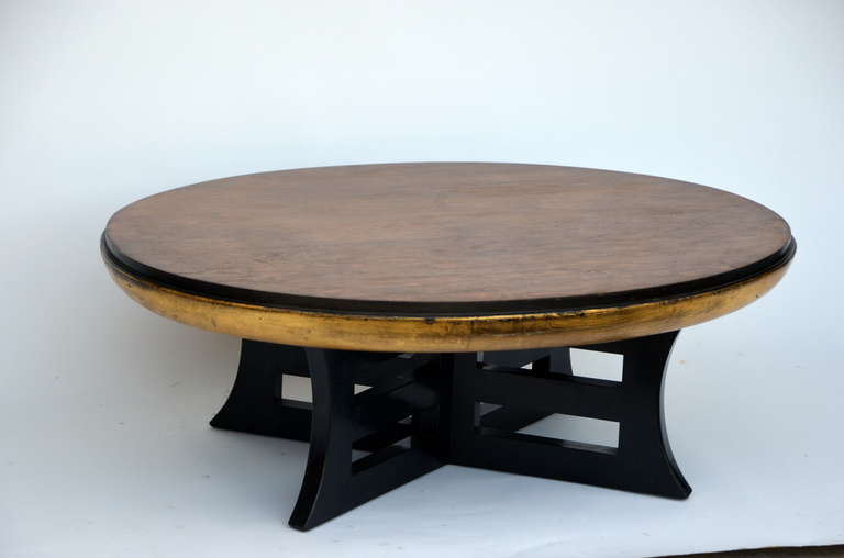 American Rare Giltwood and Lacquer Lotus Style Coffee Table by Muller and Berringer