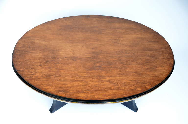 Rare Giltwood and Lacquer Lotus Style Coffee Table by Muller and Berringer In Good Condition In Los Angeles, CA