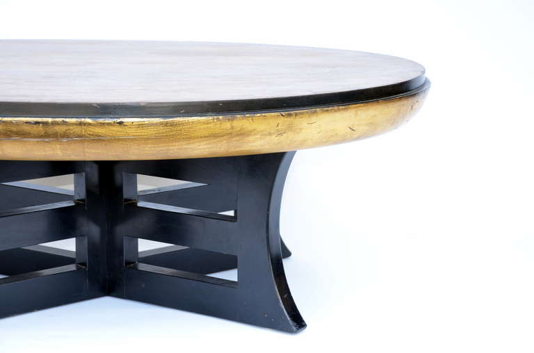 Mid-20th Century Rare Giltwood and Lacquer Lotus Style Coffee Table by Muller and Berringer