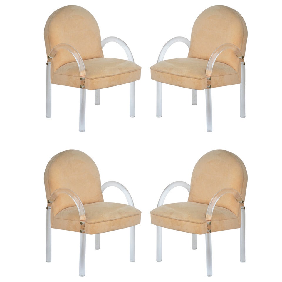 Pair of Comfortable 1970's Lucite Armchairs by Pace Collection