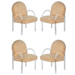 Pair of Comfortable 1970's Lucite Armchairs by Pace Collection