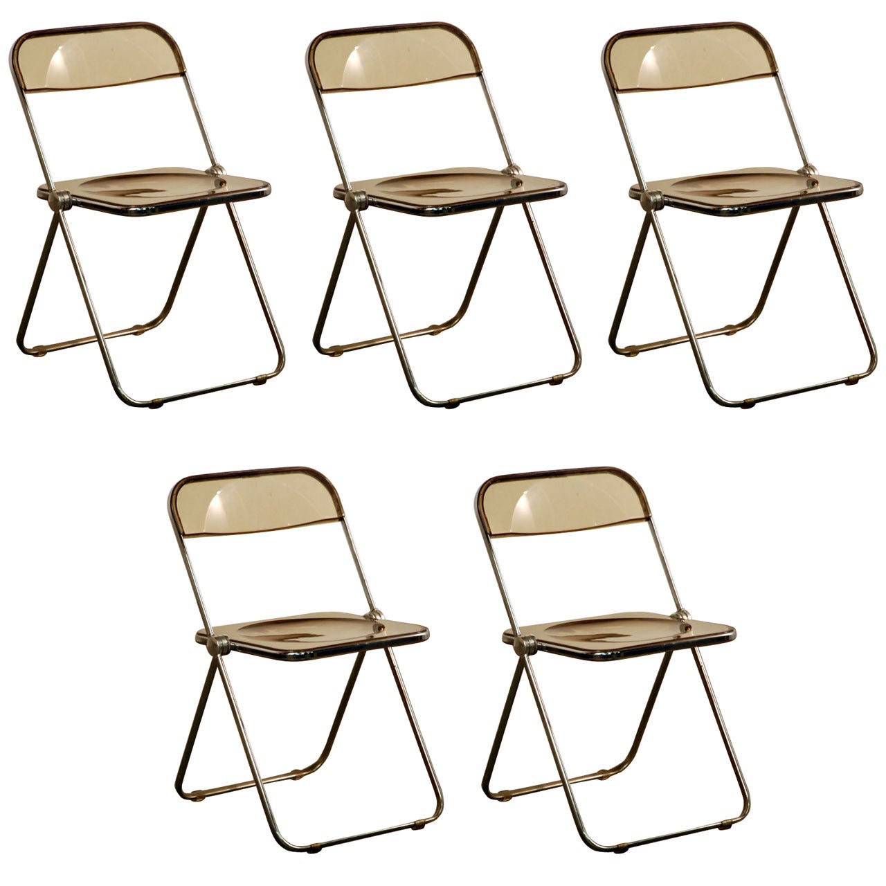 Set of Five Plia Chairs by Giancarlo Piretti for Castelli