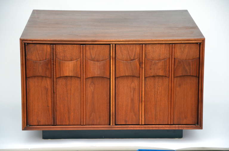 Mid-Century Modern Rare Carved Walnut Cabinet by Brown Saltman For Sale