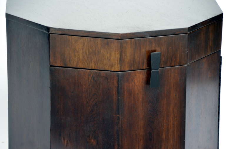 Mid-20th Century Rare Large Decagonal Walnut Bar Cabinet by Harvey Probber