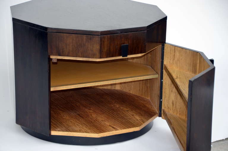 Rare Large Decagonal Walnut Bar Cabinet by Harvey Probber 1