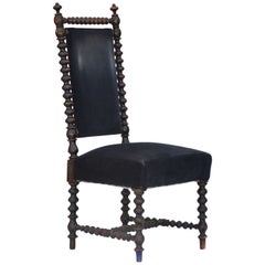 Whimsical Ebonized Turned Wood Baroque Side Chair