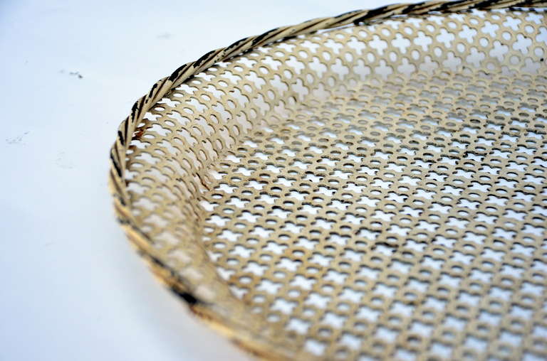 Original Mathieu Matégot Perforated Sheet Metal Tray In Good Condition In Los Angeles, CA