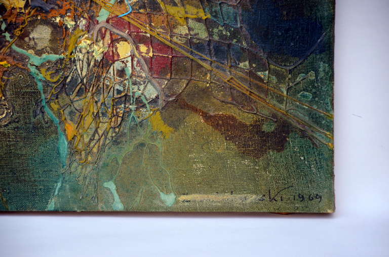 Mid-Century Modern Exceptional Abstract Painting by Zdzislaw Salaburski For Sale