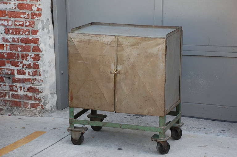 French Industrial Storage Cart on Wheels