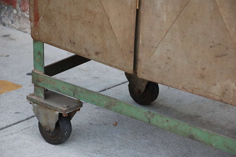 Mid-20th Century Industrial Storage Cart on Wheels