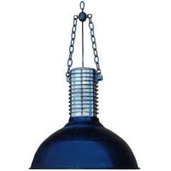 Large Polished Aluminum And Enamel Industrial Light By Phillips
