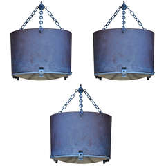 Set of 3 Large Cylinder Industrial Lights with Reflector and Lenses 7