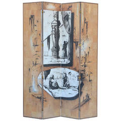 Spectacular Decorative Cork Screen in the Style of Fornasetti 6