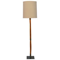 Patinated Bronze and Bamboo Floor Lamp