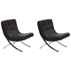 Pair of Chromed Italian 1970s Slipper Chairs 4