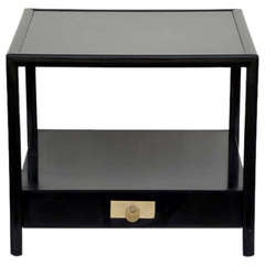 Chic Black Lacquer End / Side Table by Michael Taylor for Baker