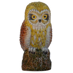 Unique French Glazed Ceramic Owl