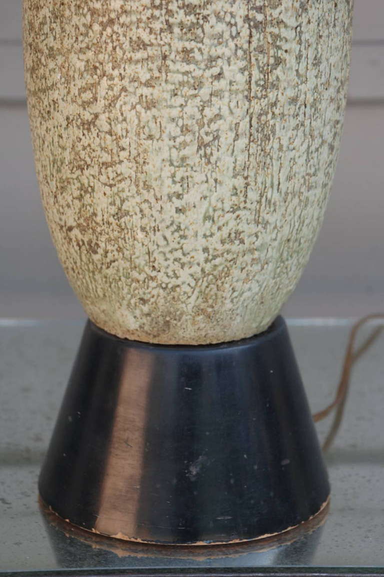 Glazed Chic Heavy Studio Ceramic Oblong Lamp For Sale