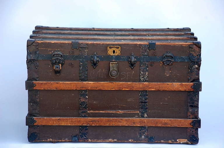 American Craftsman Large Weathered Wooden Trunk
