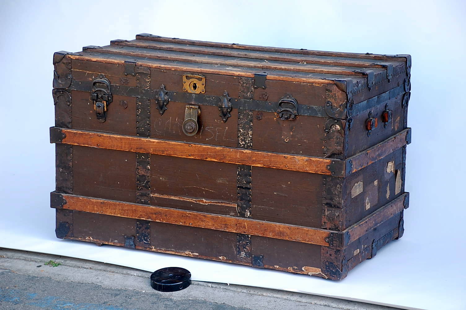 Large Weathered Wooden Trunk