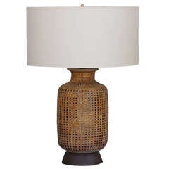 Exceptional Brown Glazed Textured Ceramic Table Lamp