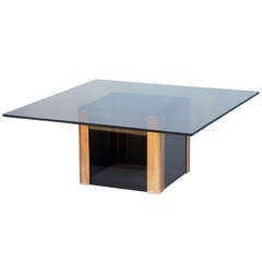 Sleek Smoked Glass and Brass Coffee Table by Pace 7