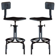 Pair of Swiveling Workshop Bar Stools 7