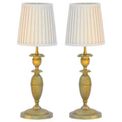 Pair of Small Gilt Bronze Table Lamps in the style of Armand-Albert Rateau