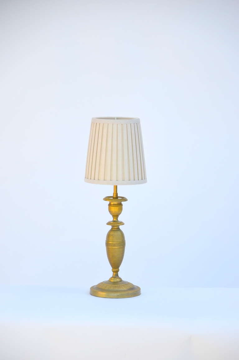 Art Nouveau Pair of Small Gilt Bronze Table Lamps in the style of Armand-Albert Rateau