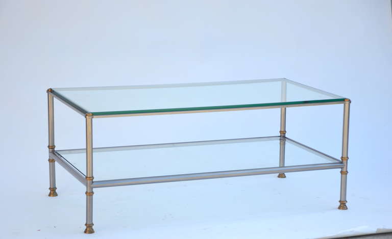 French Classic Glass Cocktail Table by Maison Jansen, Paris