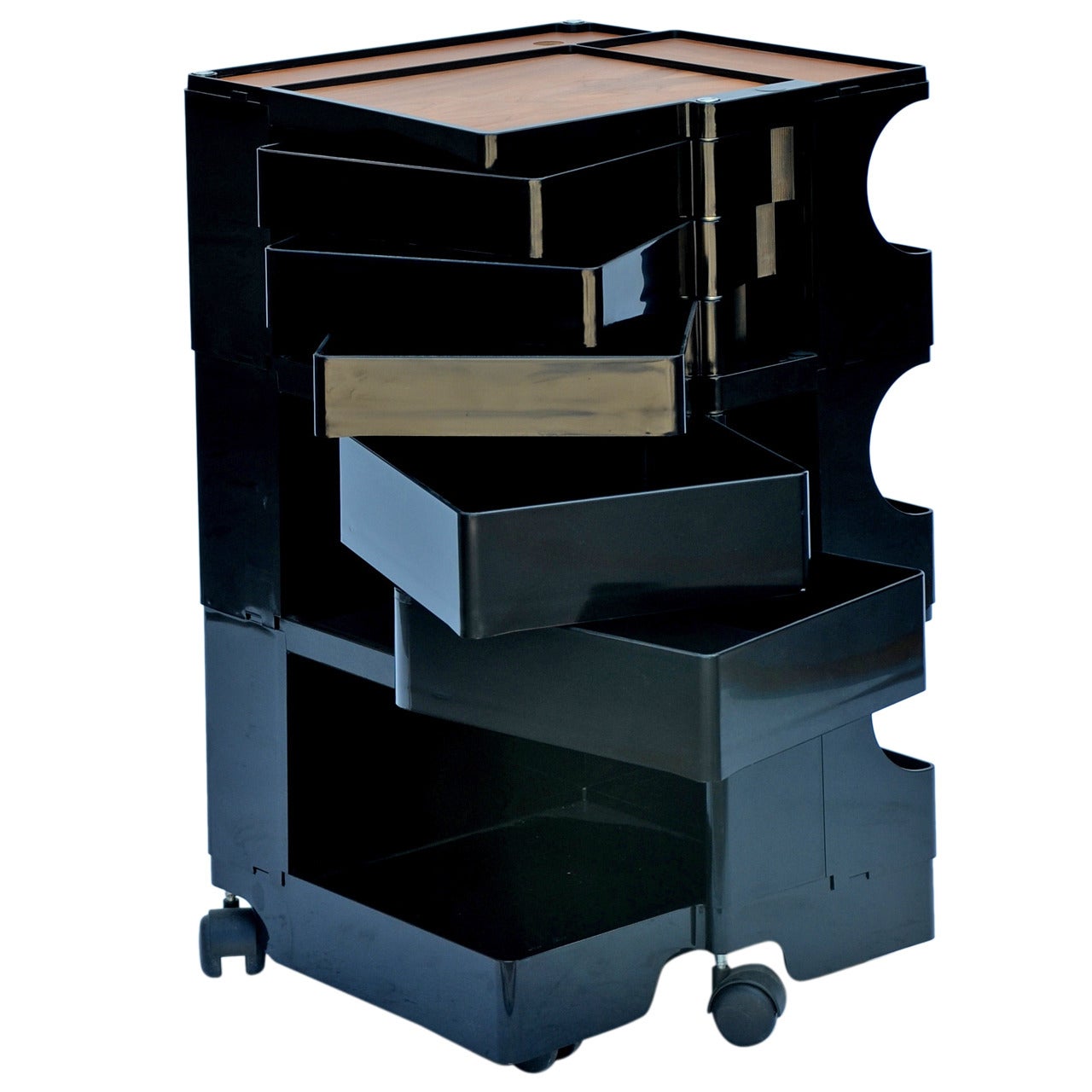 Black Boby Storage Cart by Joe Colombo with Artist Easels