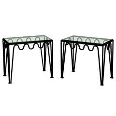 Pair of Blackened Steel and Glass Side Tables in the Style of Carl Hörvik 10