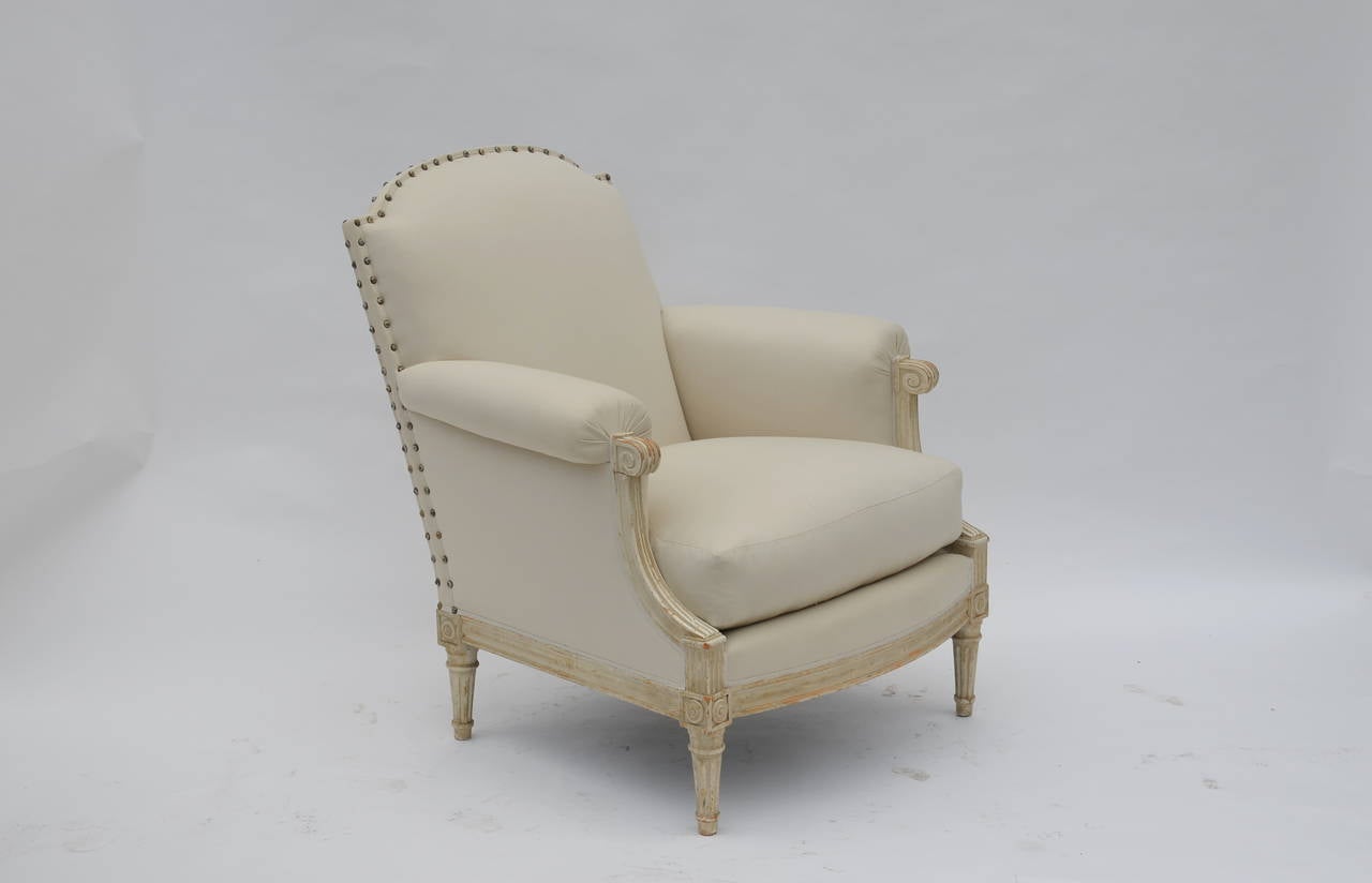 French Pair of Exceptional Louis XVI Style Bergeres by Maison Jansen