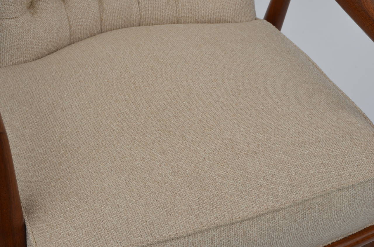 Linen Elegant Tufted Back Armchair by Leslie Diamond for Conant Ball