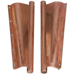 Pair of Heavy Bronze Copper Placed French Door Handles