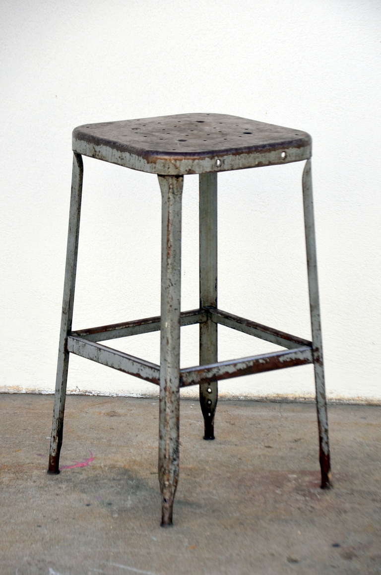 ... of Four 1940s Weathered Industrial Counter Height Stools at 1stdibs