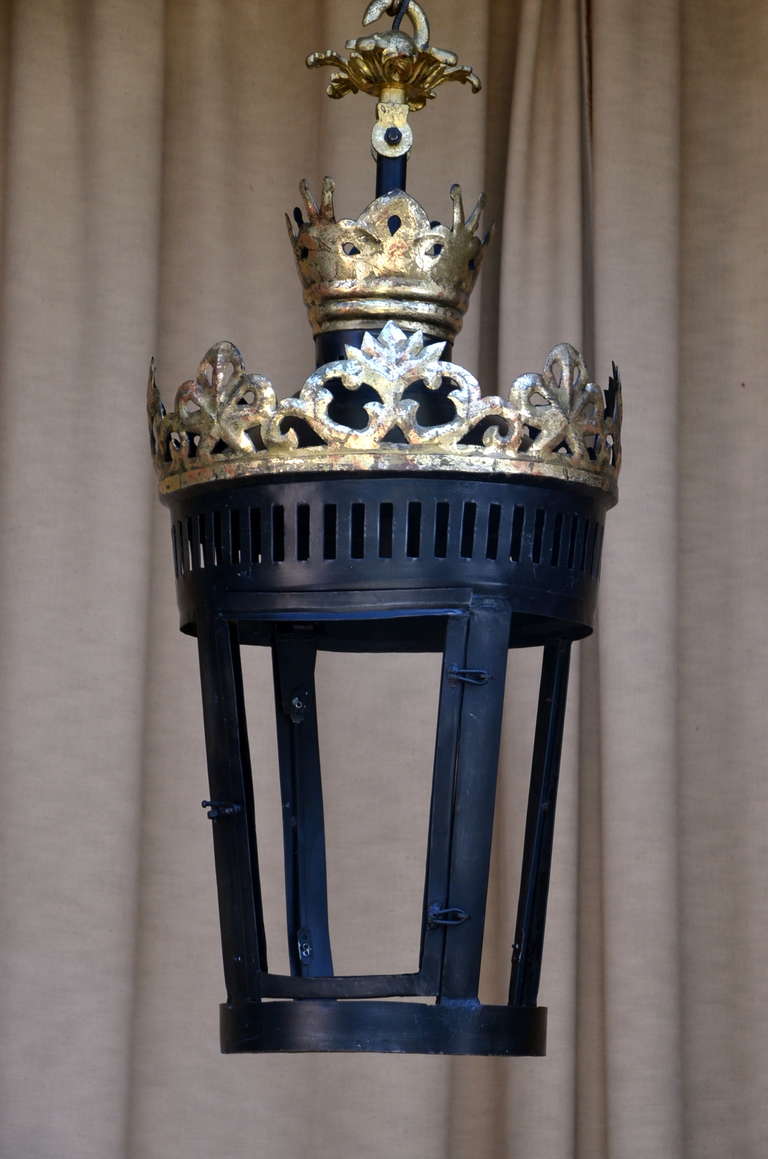 Pair of Large Gilt Tole French Hanging Lanterns