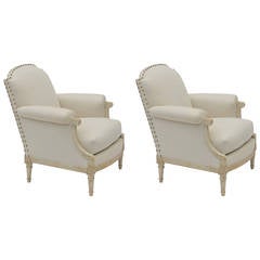 Pair of Exceptional Louis XVI Style Bergeres by Maison Jansen 2
