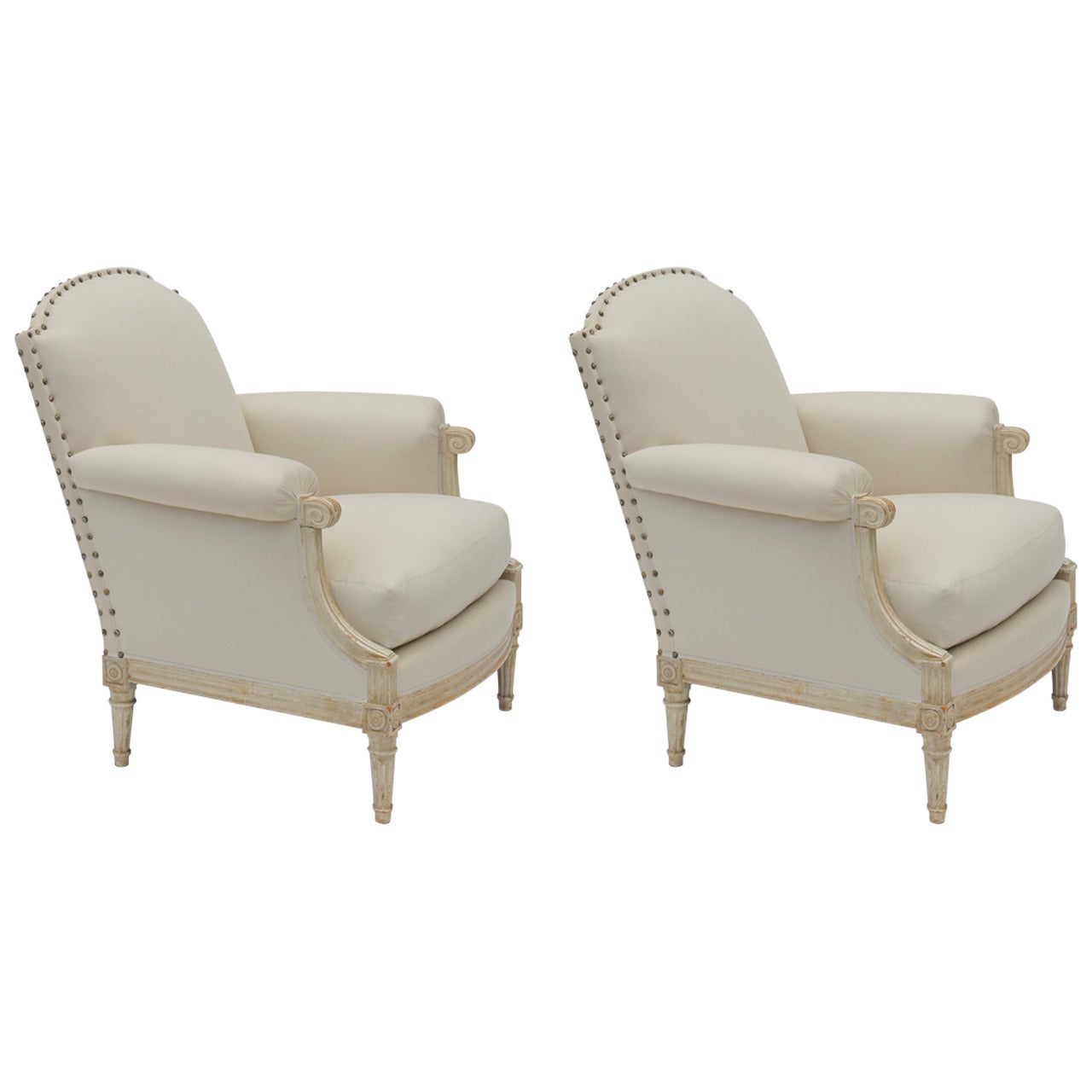 Pair of Exceptional Louis XVI Style Bergeres by Maison Jansen