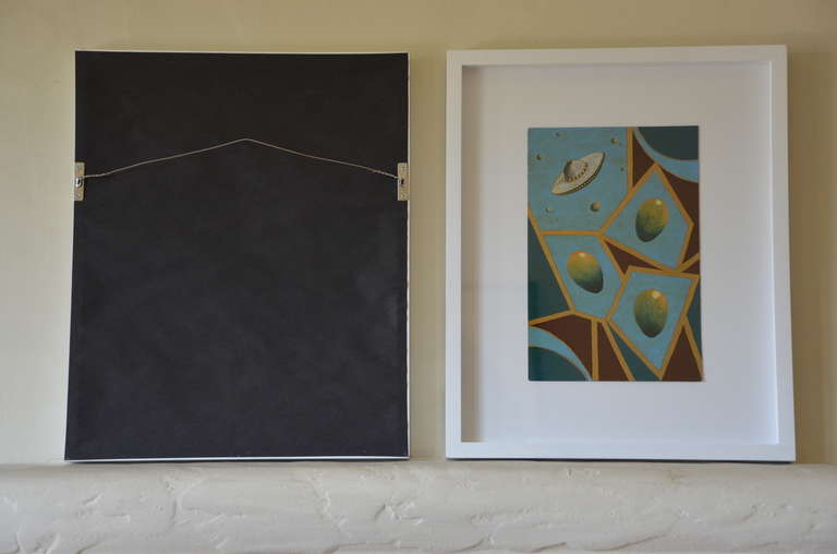 Late 20th Century Pair of Whimsical Surrealist Oil on Panel Paintings in Shadow Boxes For Sale